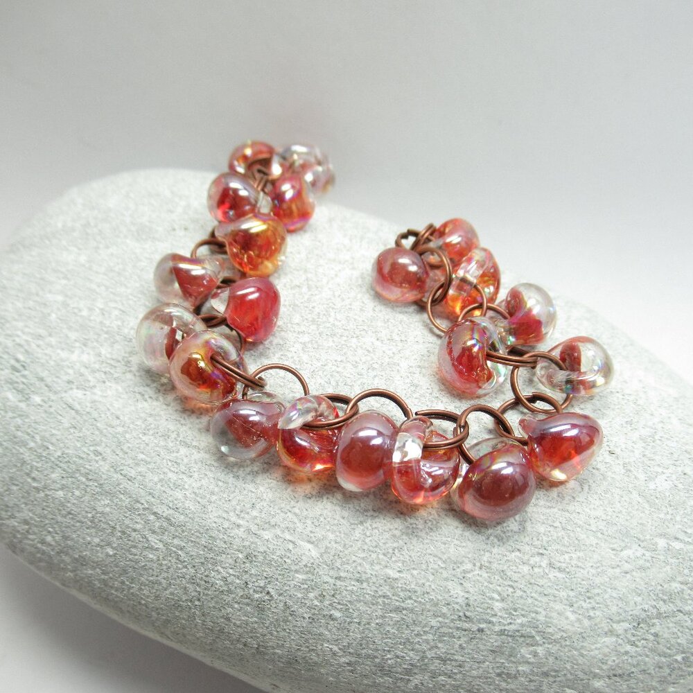Boro glass linked bead bracelet